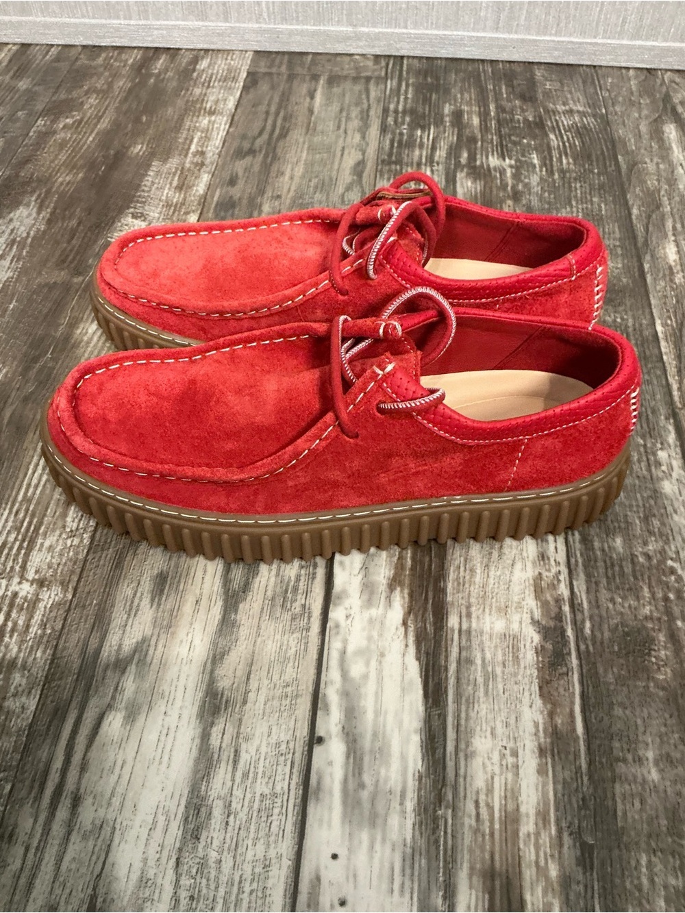 NWOB Clark’s 200 Aniversary Edition Red Suede Men's Casual Creeper Shoes Size 10 - Picture 14 of 16